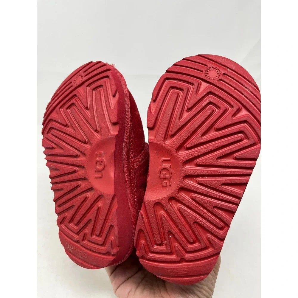 UGG Neumel‎ Boots Shoes Toddler Size 8 Red Suede Zip Ankle Sherpa Lined
